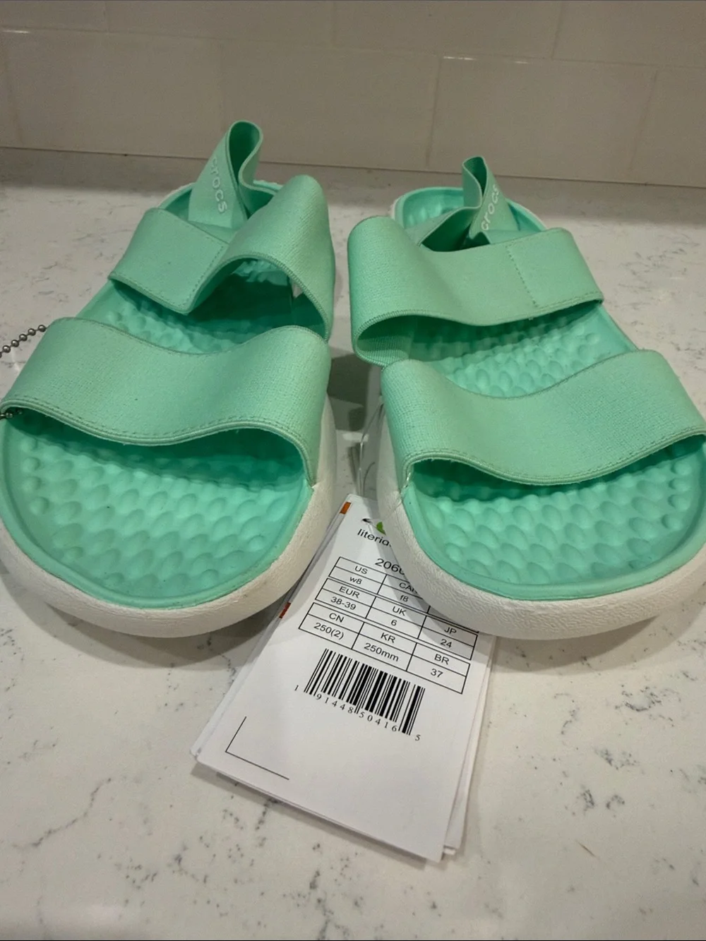 CROCS NWT LiteRide Slide Sandals in Mint Green Lightweight Summer Boat Shoes